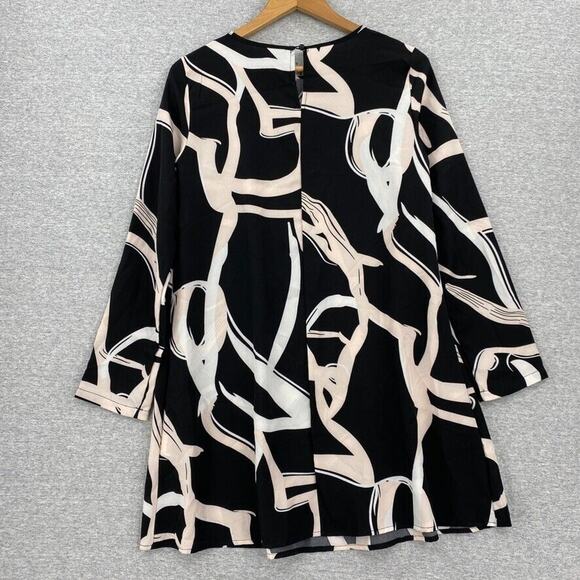 Shein Dress Womens Extra Small 2 Black White Graphic Print Long Sleeve - Picture 4 of 14